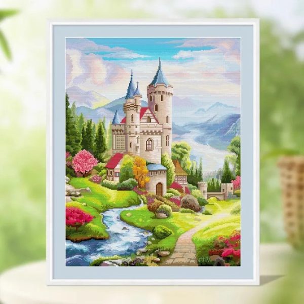 Spring Brand - 14CT Stamped Cross Stitch European Castle(59*75cm)