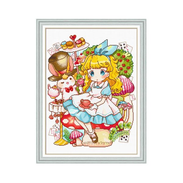 Spring Brand - 11CT Stamped Cross Stitch Alice's Afternoon Tea(55*65cm)